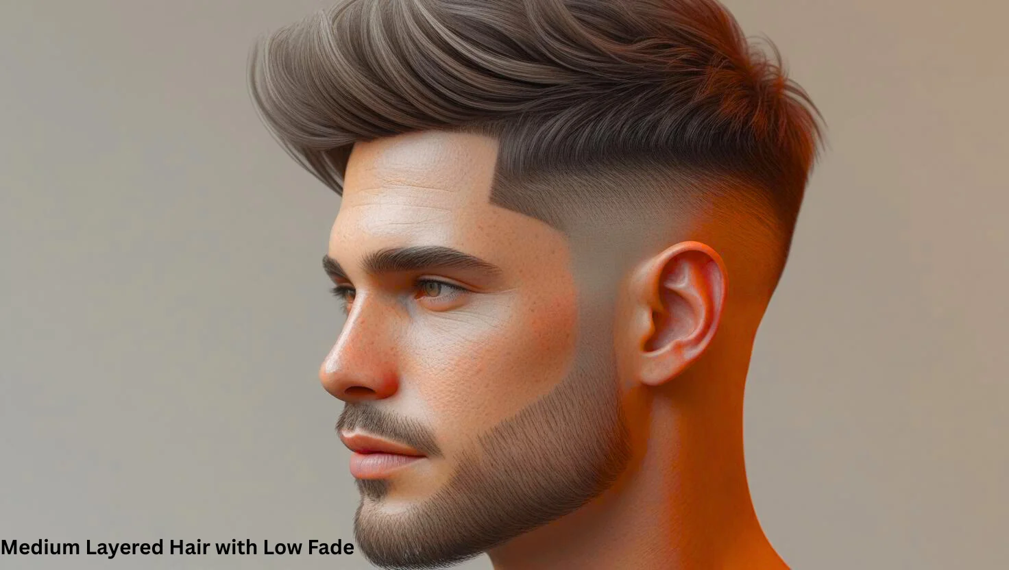 Medium Layered Hair with Low Fade