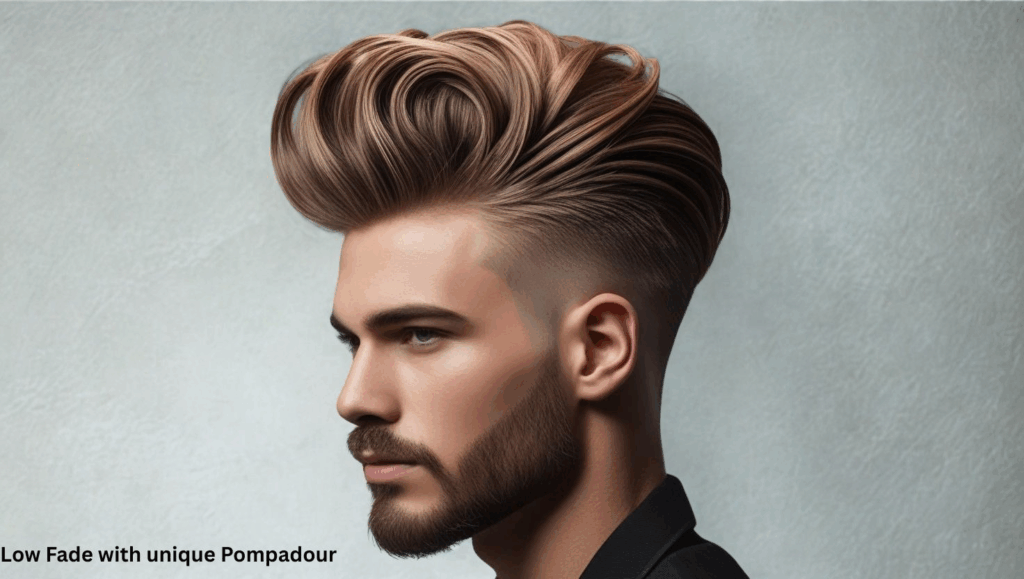 Low Fade with unique Pompadour