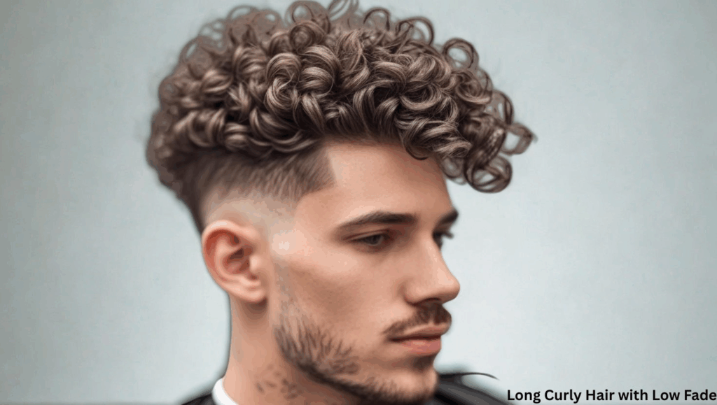 Long Curly Hair with Low Fade