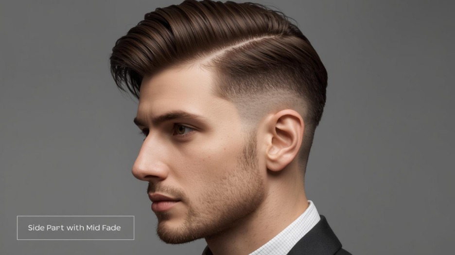 Side Part with Mid Fade