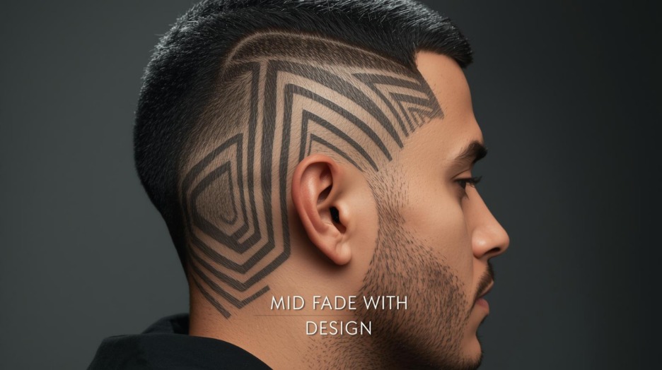 Mid Fade with Hair Design