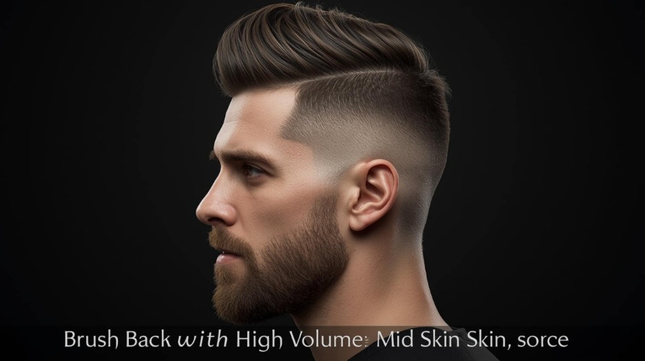 Brush Back with High Volume & Mid Skin Fade