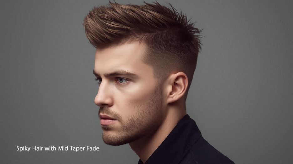 Spiky Hair with Mid Taper Fade