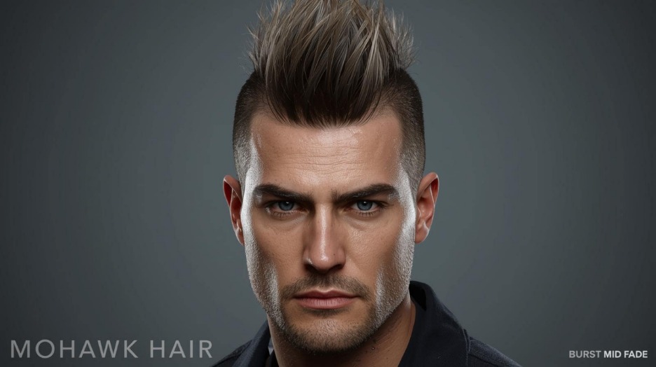 Mohawk with Burst Mid Fade