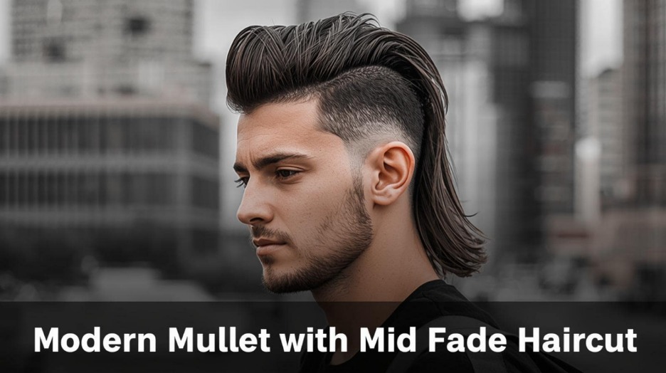 Modern Mullet with Mid Fade haircut
