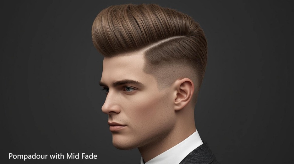 Pompadour with Mid Fade