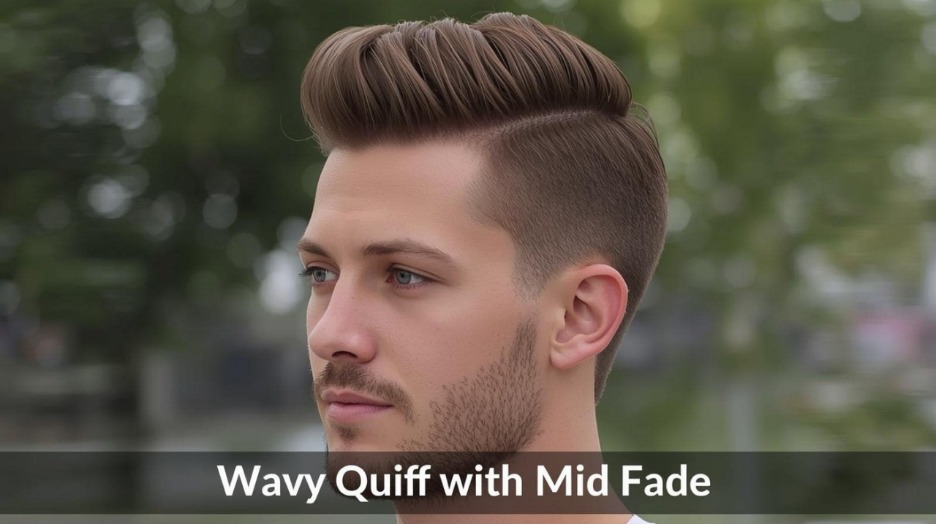 Wavy Quiff with Mid Fade