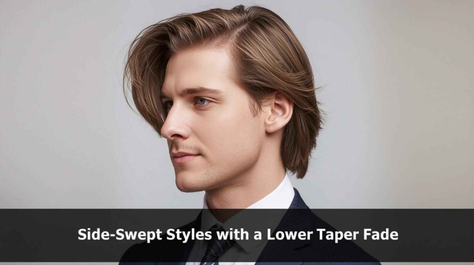 Side-swept styles with a lower taper fade