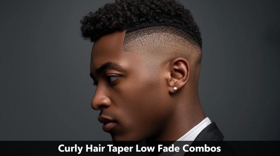 Curly hair and taper low fade combos