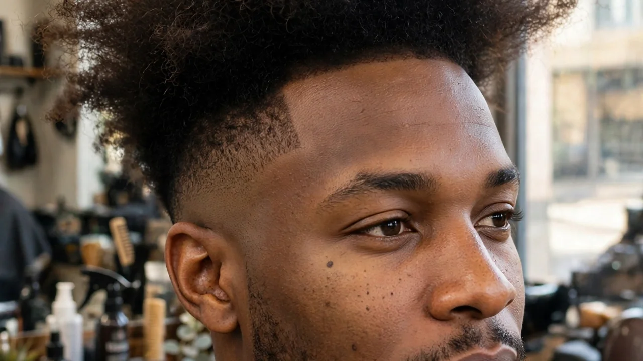 blowout taper afro hairstyle with stretched airy texture and height
