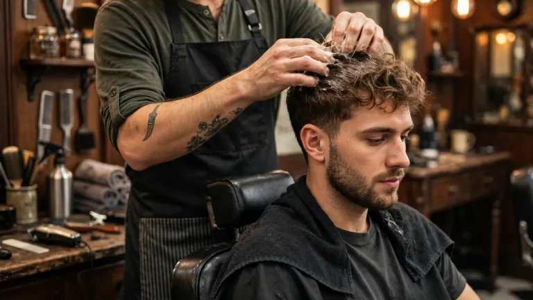 how to style men's hair with pomade, barber technique