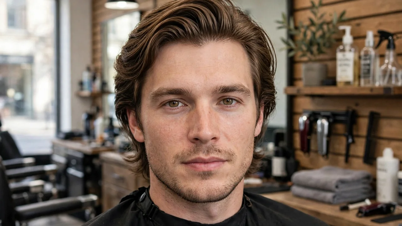 Classic bro flow hairstyle with medium length layers swept back