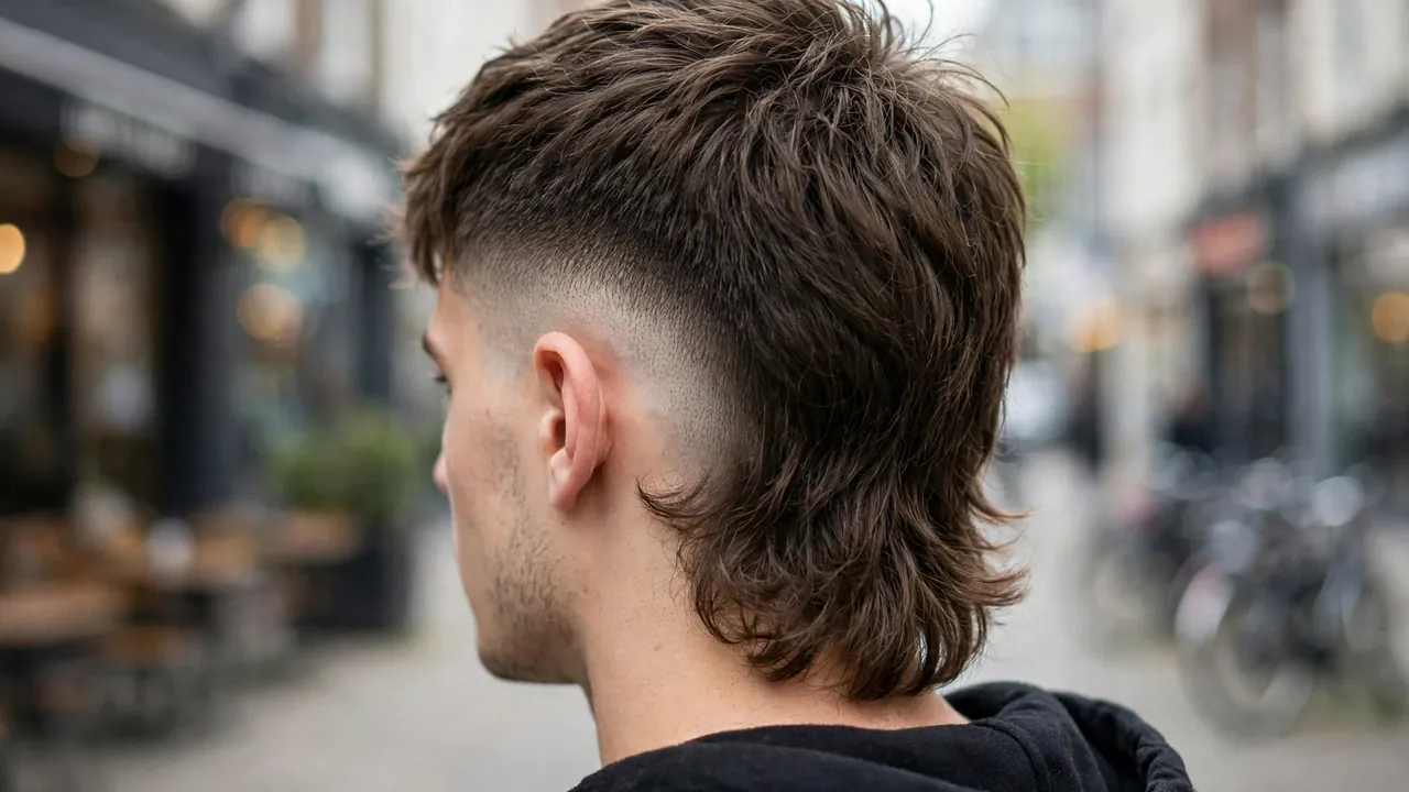 Burst fade mullet with longer textured back