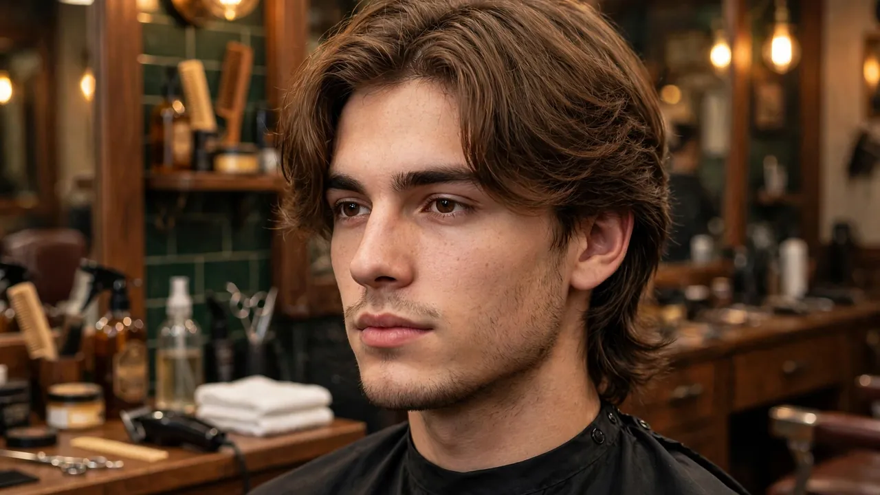 Curtain haircut men with middle part framing the face