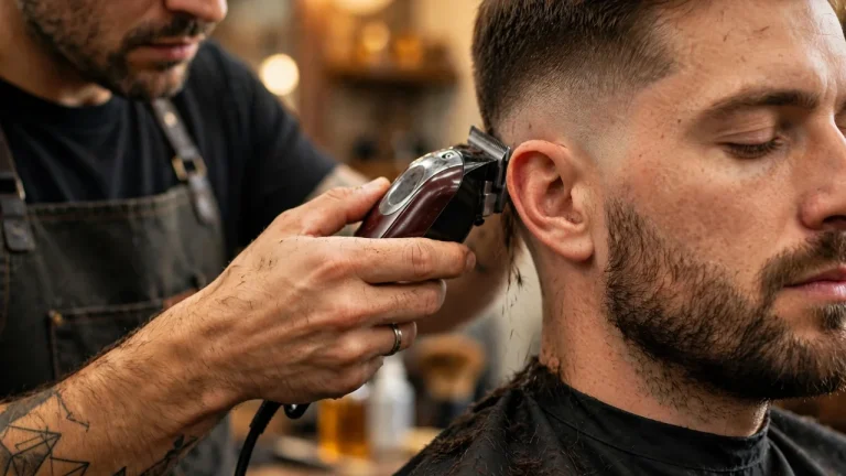 Man fading his own hair with clippers, how to fade hair at home guide