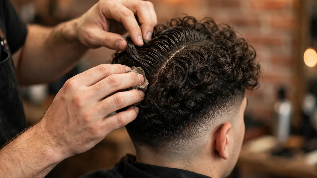 curly faux hawk taper fade styling