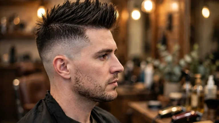 faux hawk men side profile with fade