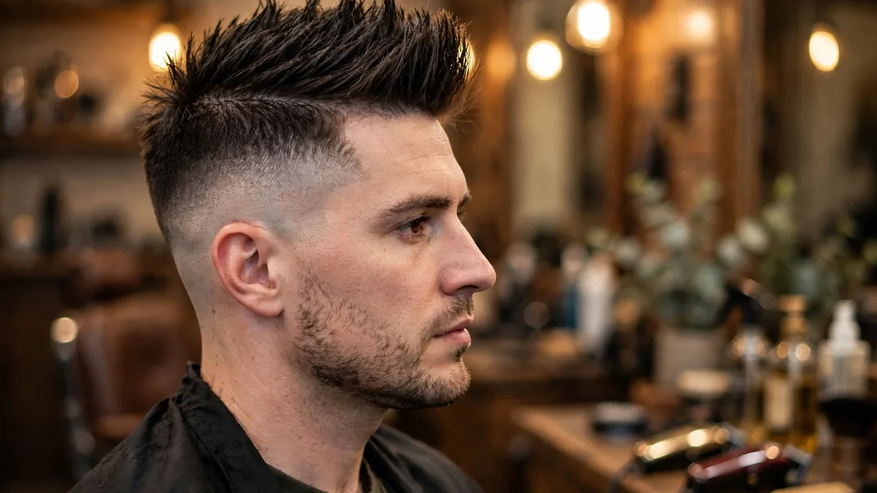 faux hawk men side profile with fade
