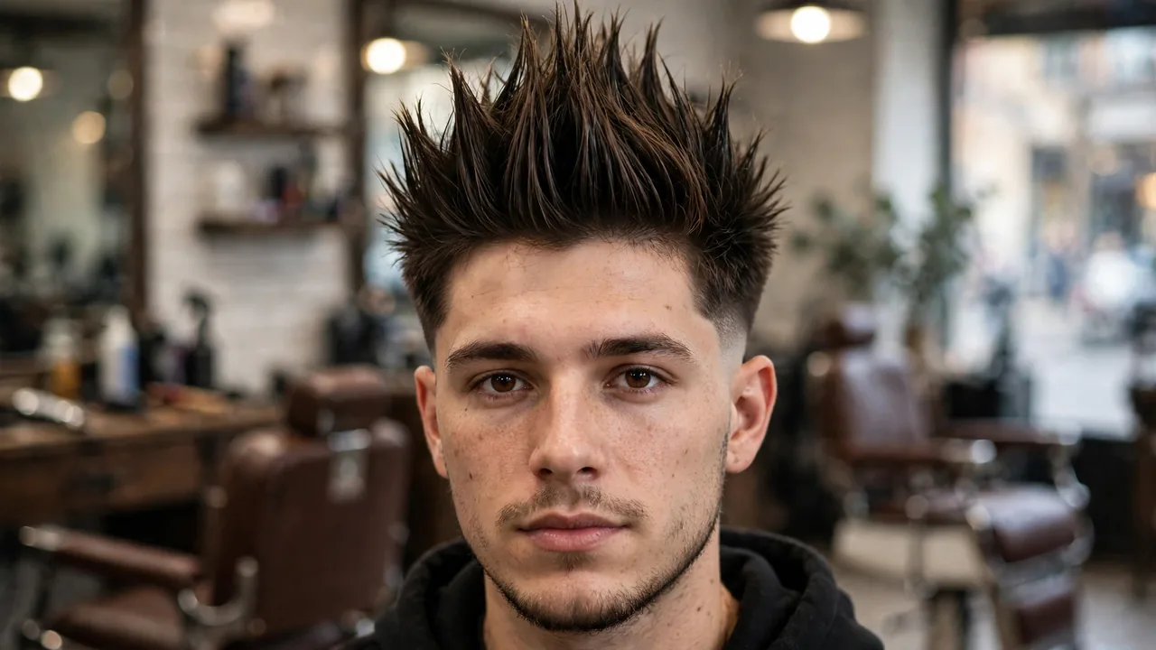 Spiky faux hawk with a burst fade