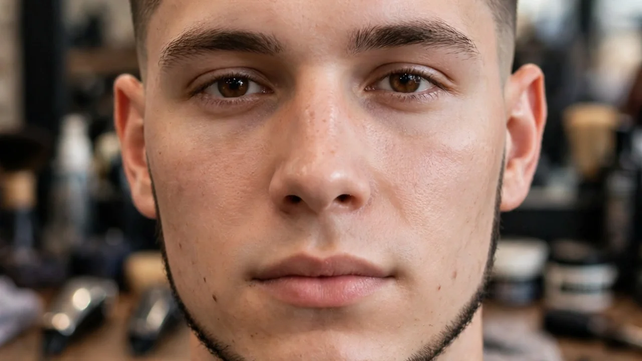 Chin strap beard with no mustache and a clean shaven upper lip