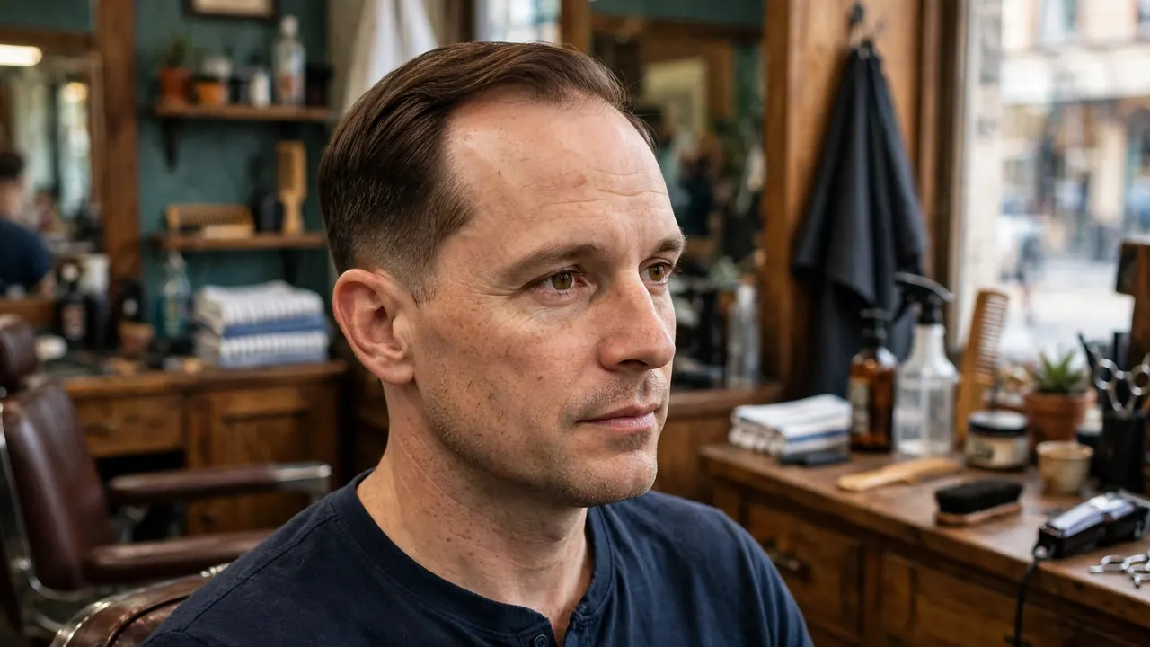 Ivy League haircut for a receding hairline with a neat side part