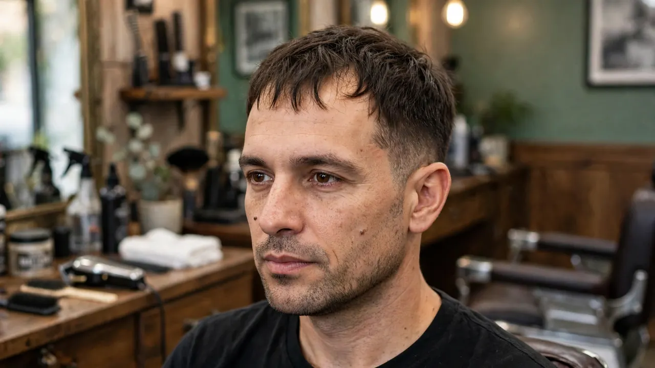 Textured crop for a receding hairline with choppy forward layers