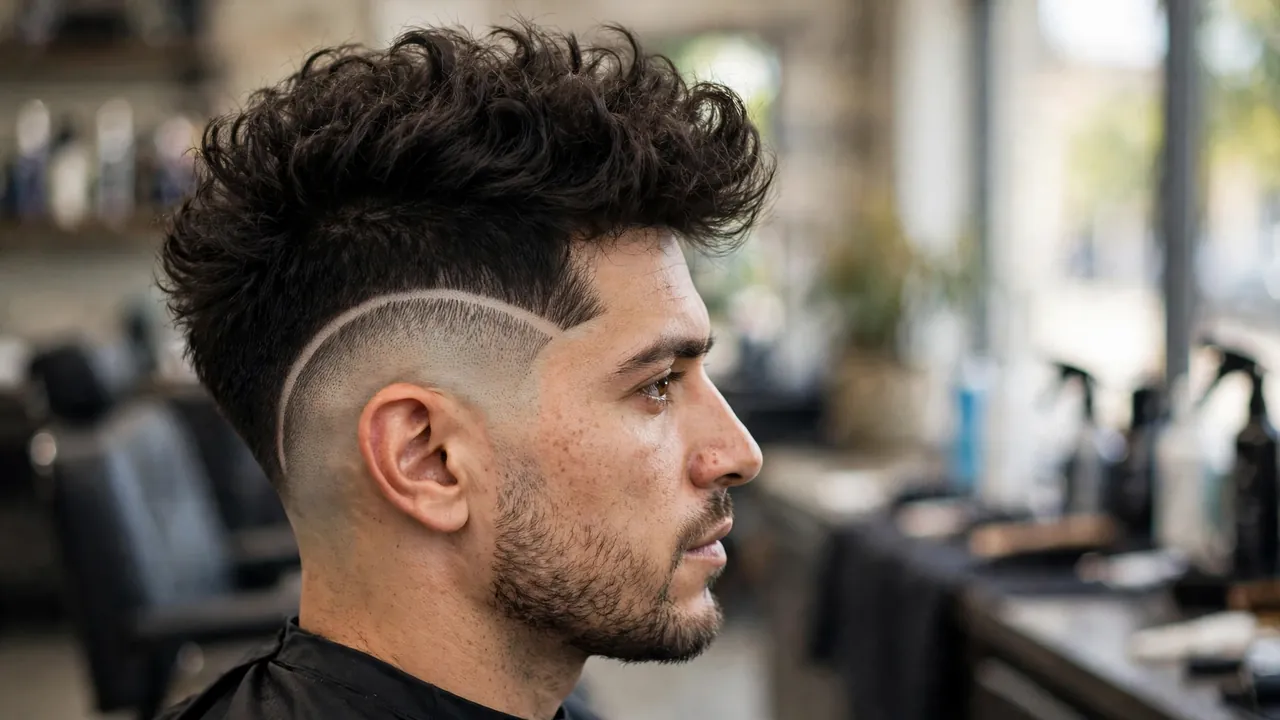 High burst fade with bold contrast and a voluminous top