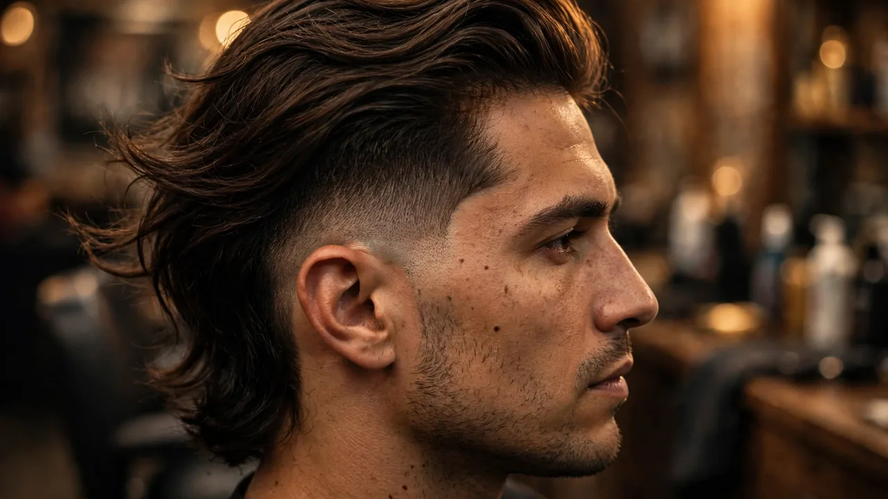 Long haircuts for men with a clean taper fade on the sides