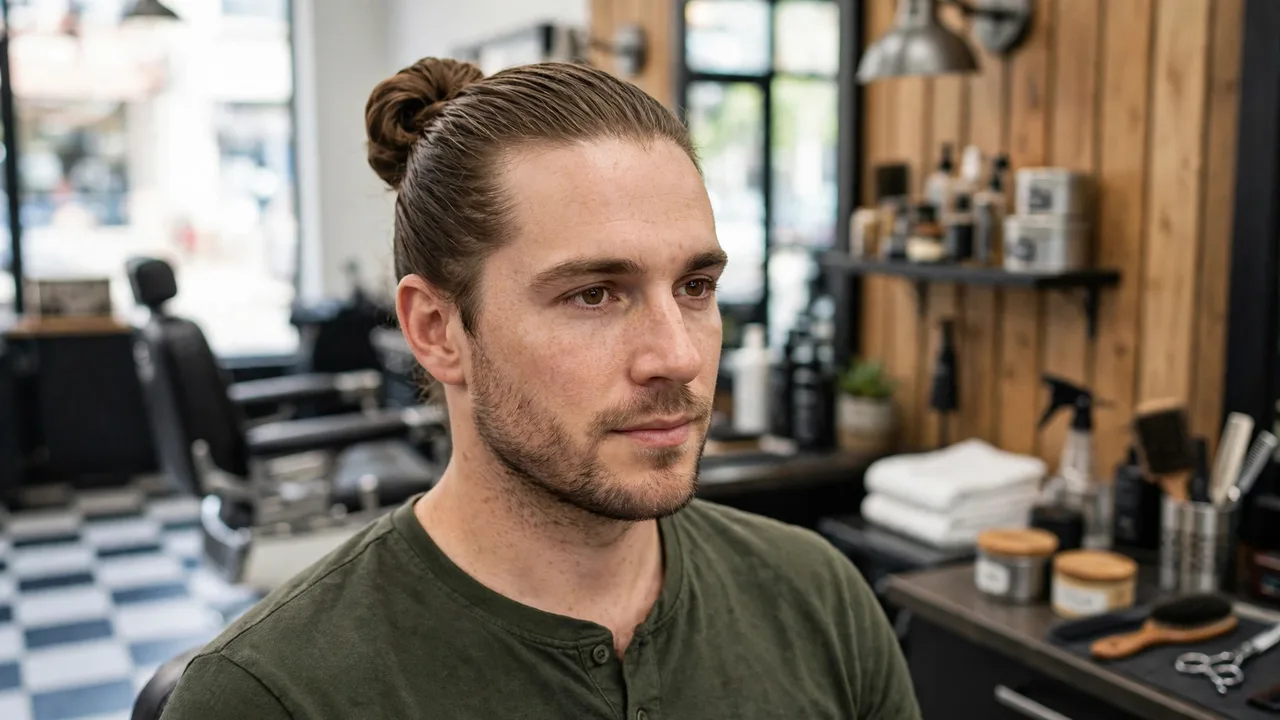 full man bun men classic knot at the crown