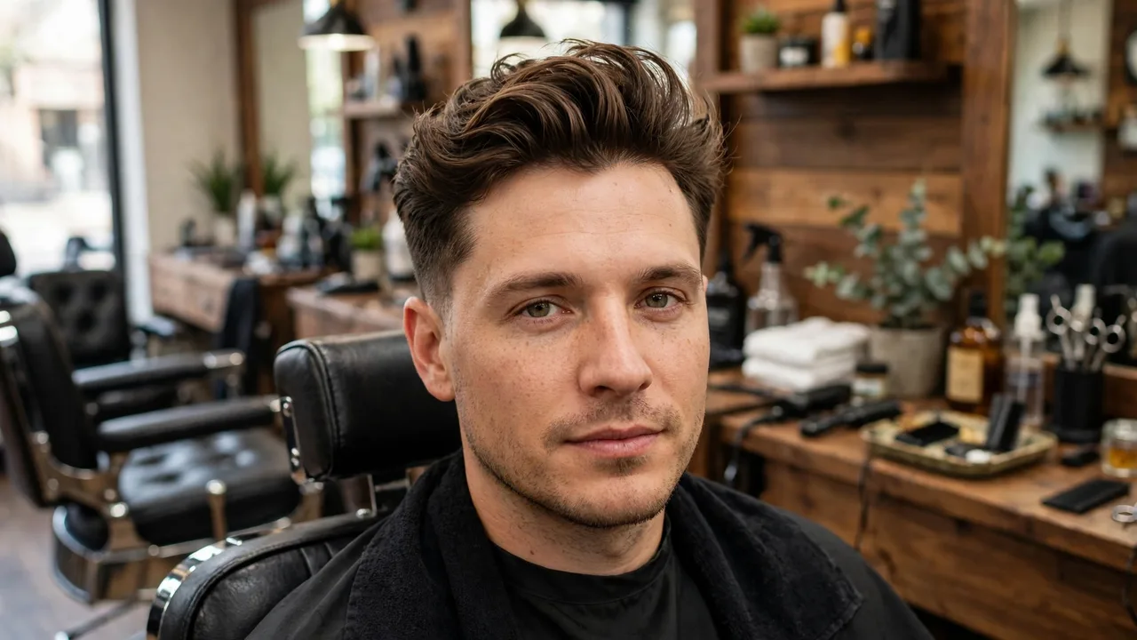 Textured quiff on a man with an oval face