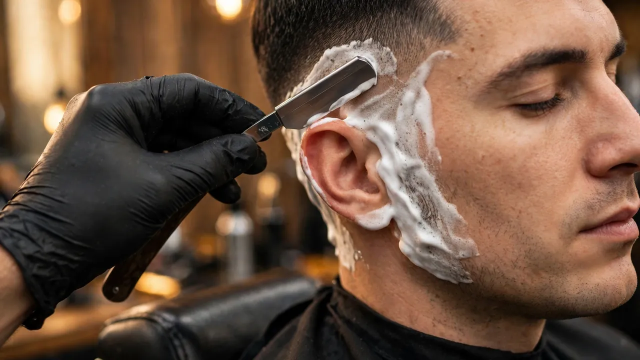 razor fade haircut with clean razor blend on the sides