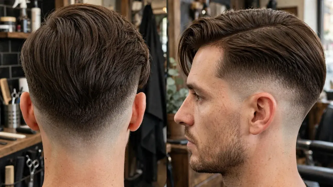 side swept undercut haircut showing short faded sides and longer swept top