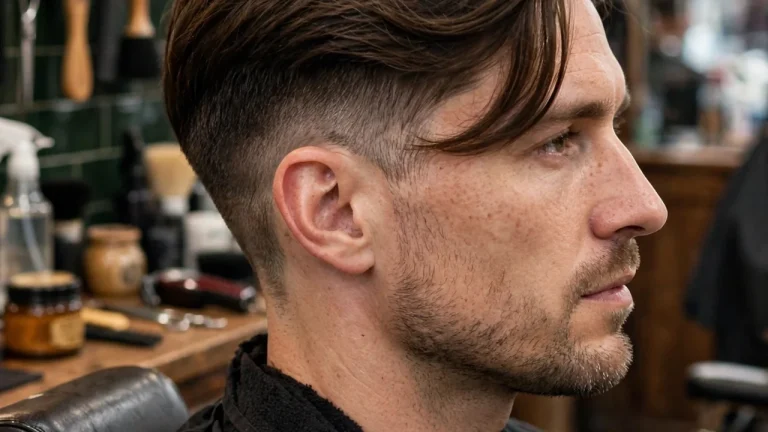 side swept undercut hairstyle for men, side profile