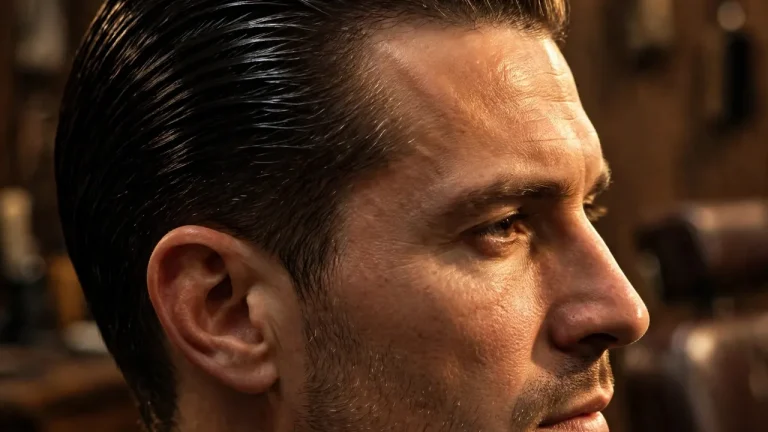 Slick back haircut for men with classic sheen