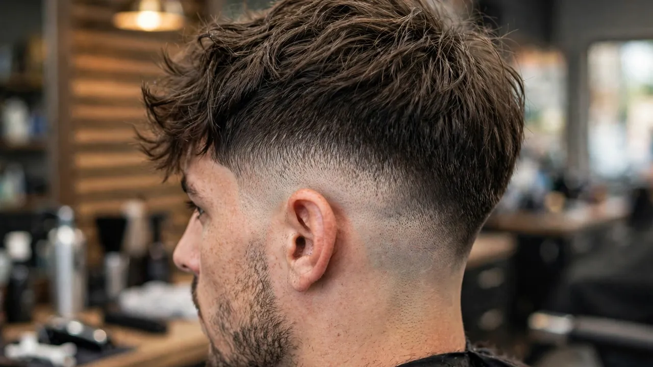 blowout taper with textured fringe for men