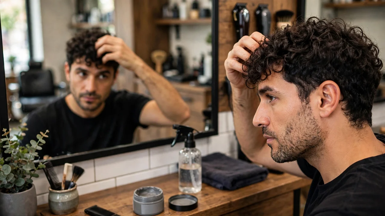 curly textured fringe men styling