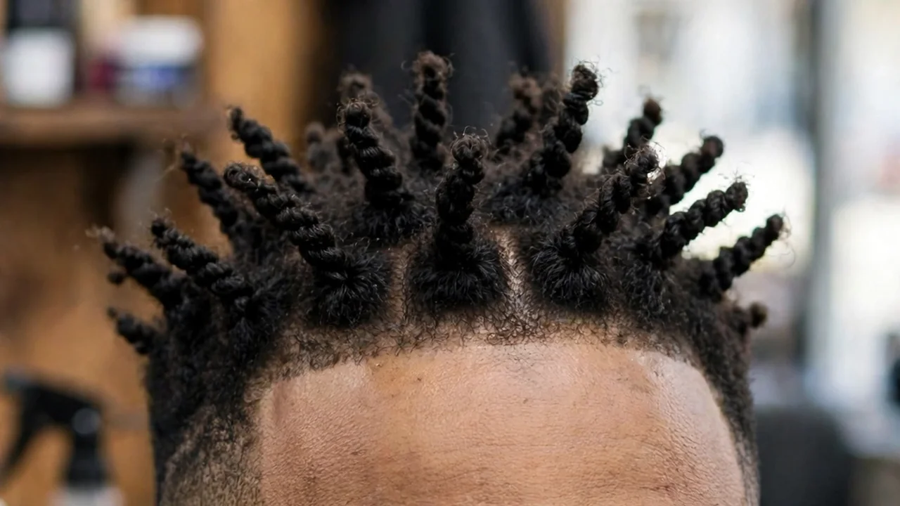 Man with short two strand twists and faded sides