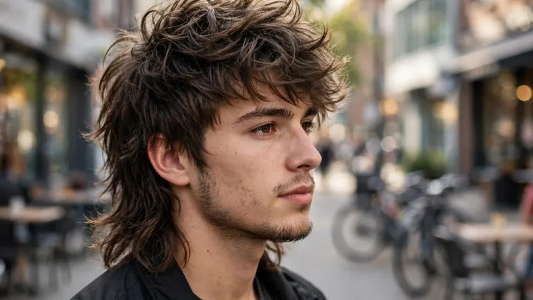 Wolf cut men with layered shaggy top and textured back