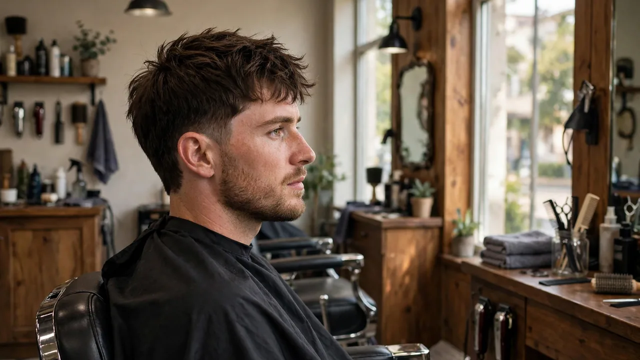 Short wolf cut for men with choppy textured layers